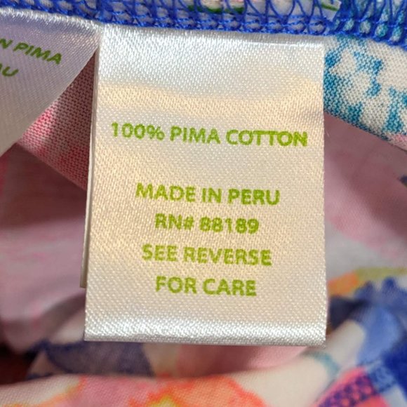 Lilly Pulitzer Blue & Pink Abstract Floral 100% Cotton Short Sleeve Dress - M - Picture 8 of 9